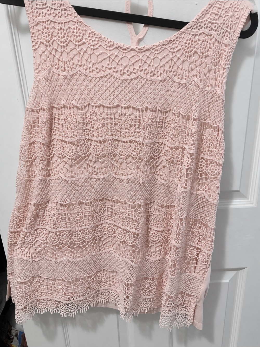 Dex Pink Lace Overlay Sleeveless lace top
